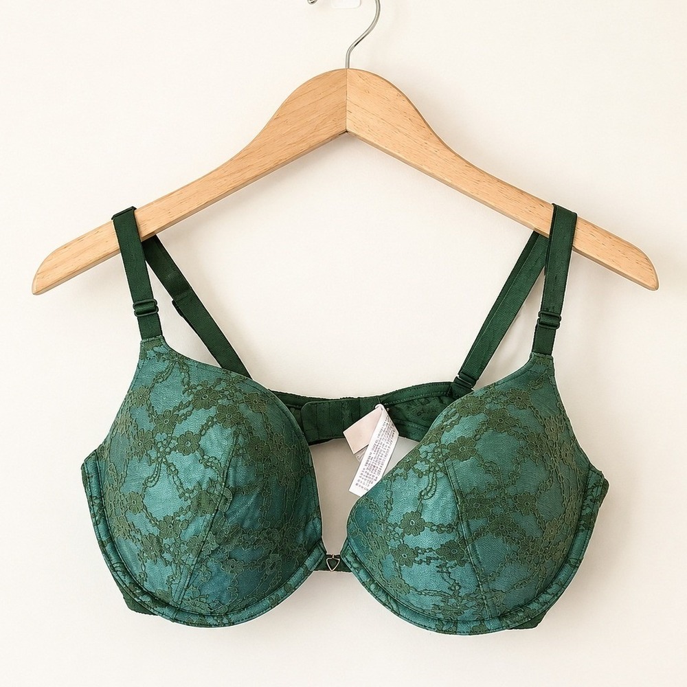 VS Body by Victoria Push-Up Bra 36D Green Floral‎ Lace Indie Festival Sexy